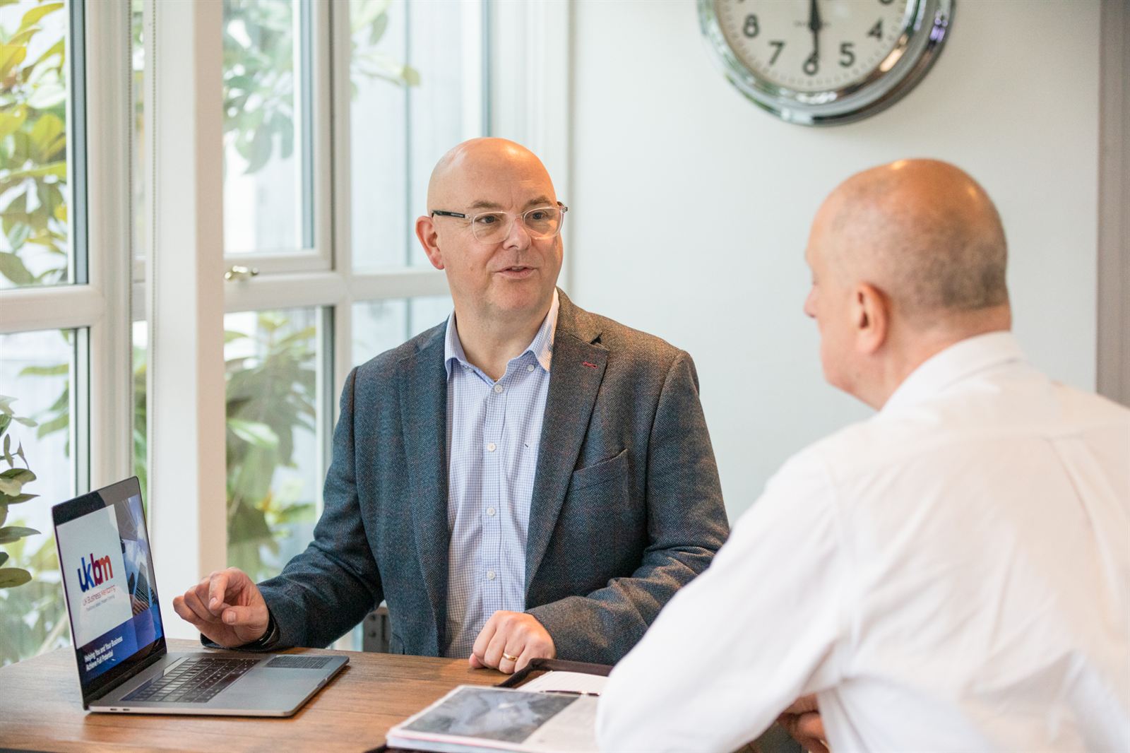 Rob Douglass working through a business plan with an SME owner